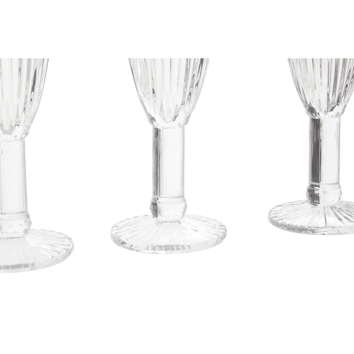 Set of 4 Fluted Embossed Champagne Flute Glasses transparent, SO'HOME