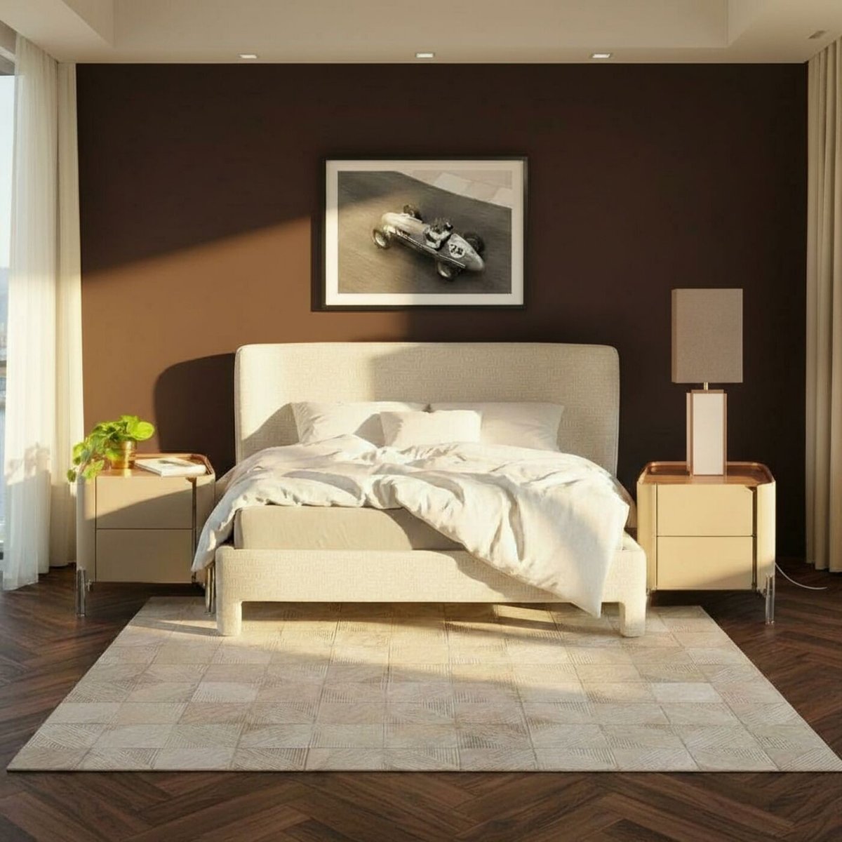 Lampe en coton et verre miroir, CUBE marron, KARE DESIGN