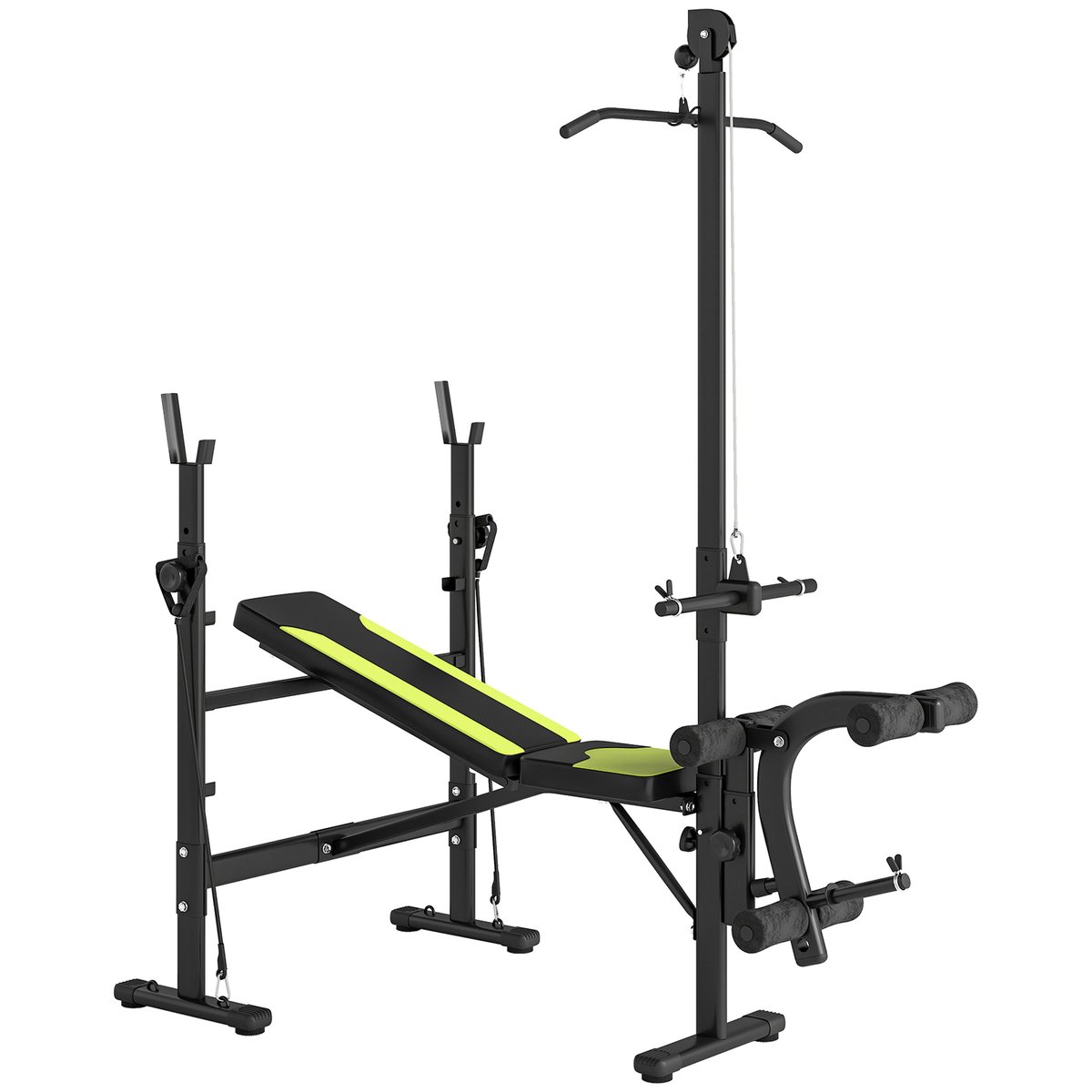 Banc de musculation Acier Noir noir et jaune, HOMCOM