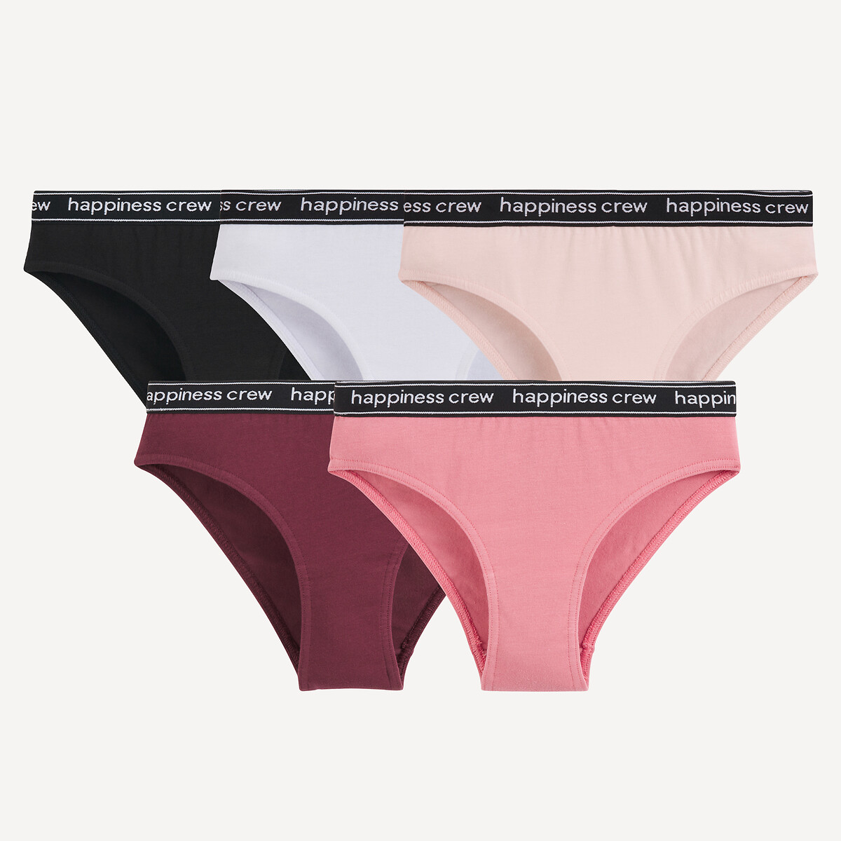 Lot de 5 culottes unies en coton multicolore, LA REDOUTE COLLECTIONS