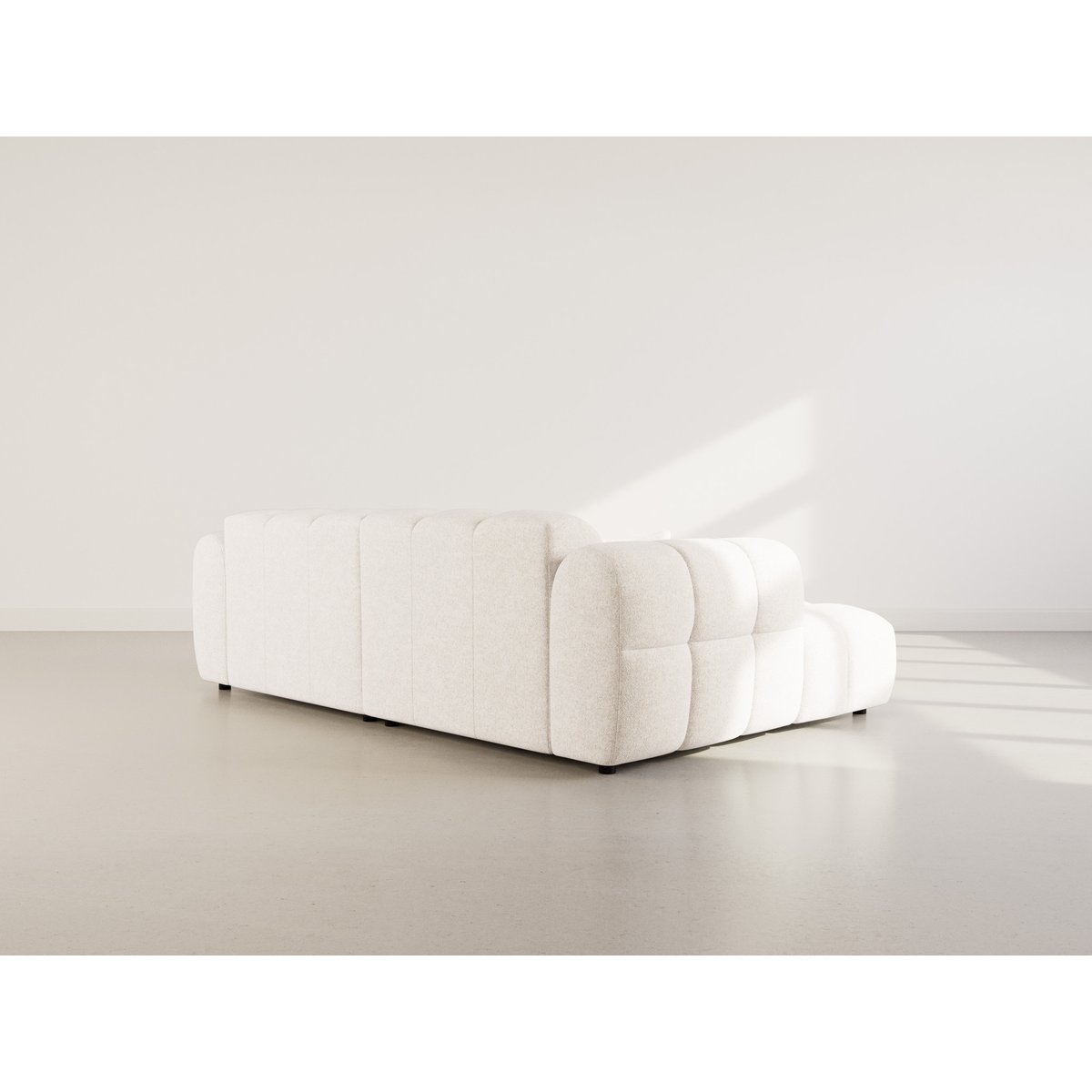 Canapé d'angle gauche en tissu texturé, MINI RAY beige, BEST MOBILIER