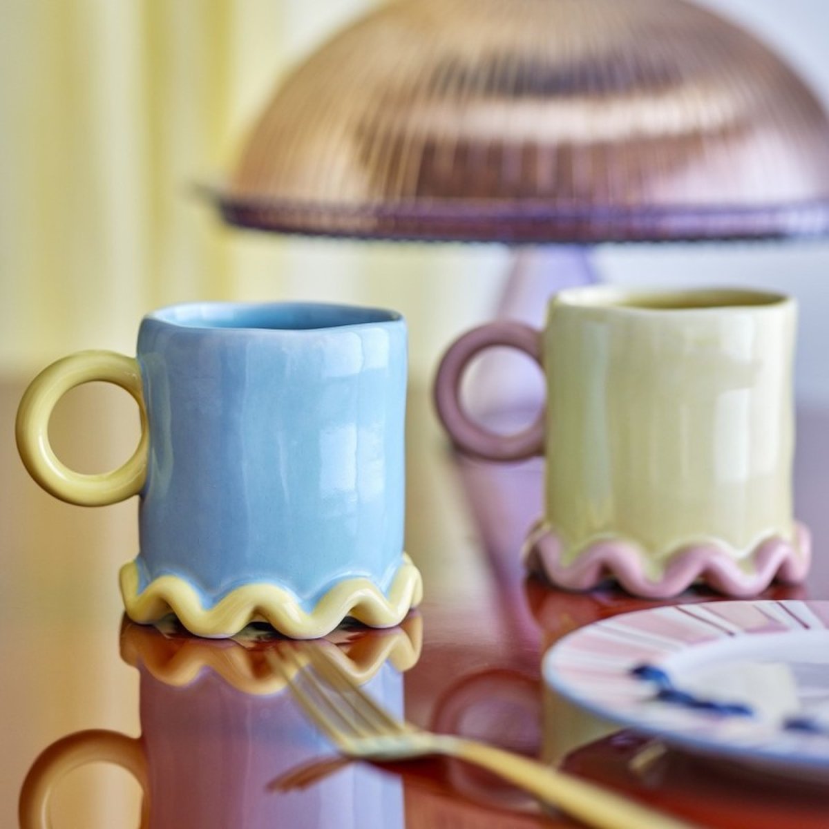Mugs grès design ludique POLLY set de 2 multicolore, BLOOMINGVILLE