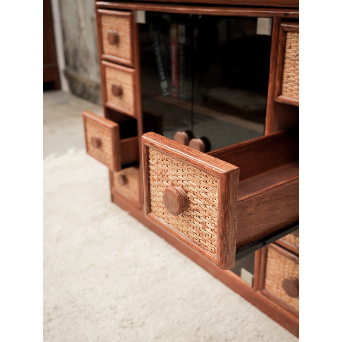 Buffet en osier et bambou Gustave N°1642 - Bon état marron, DEBONGOUT