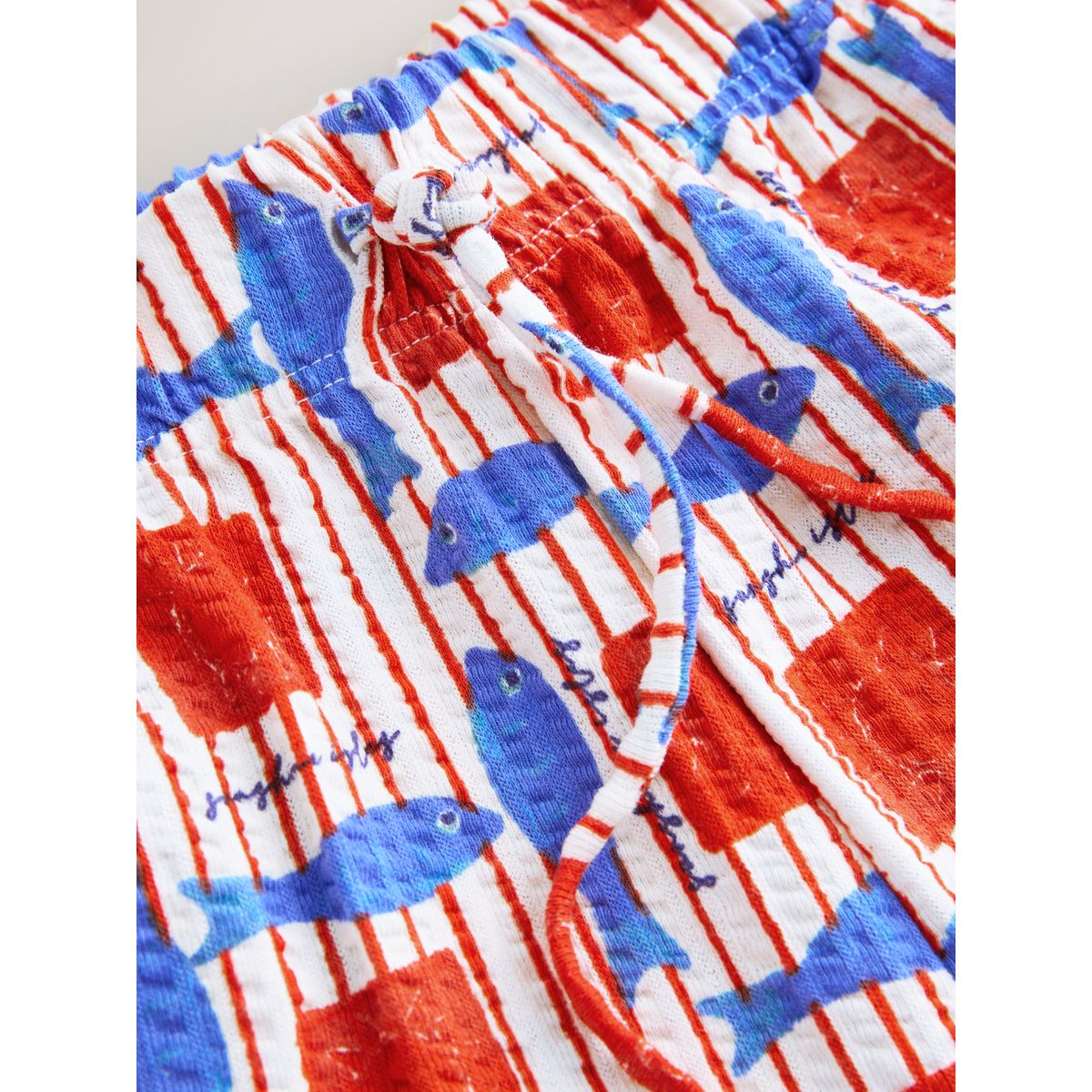 Short avec lien à nouer la taille imprimé poisson rouge/bleu, NEXT