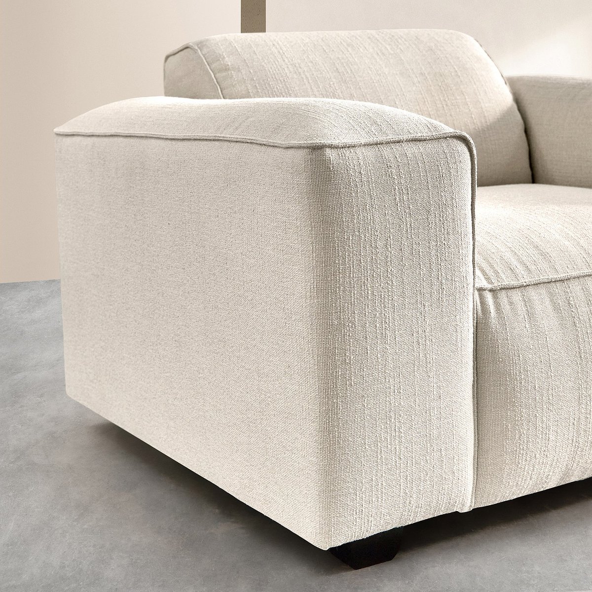 Fauteuil droit polyester POSADA II ivoire, HABITAT