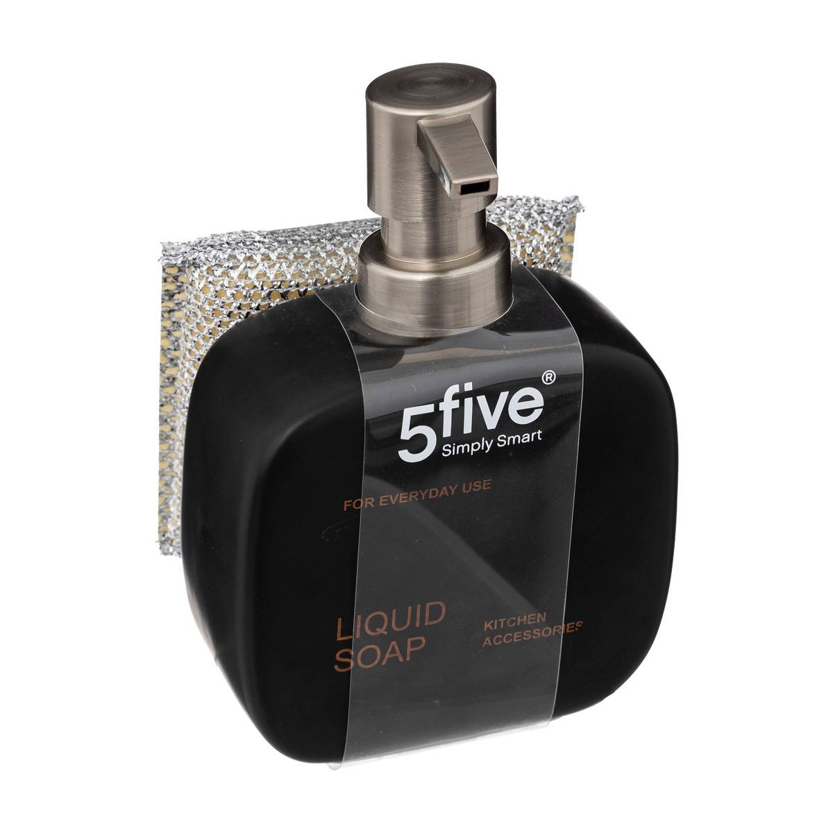 Distributeur savon avec éponge 400ml BLACK EDITION noir, 5FIVE SIMPLY SMART