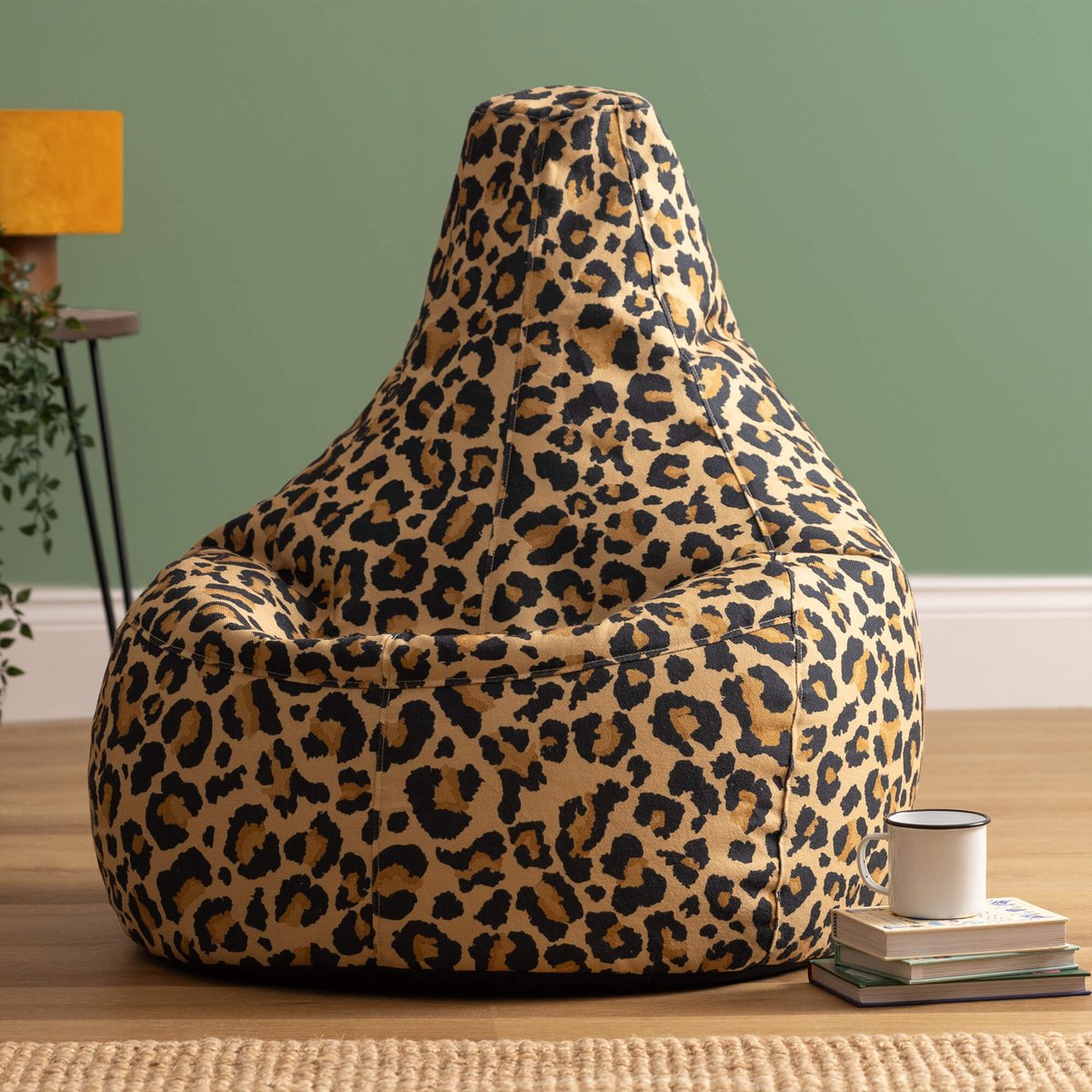 Pouf à dossier haut en tissu imprimé léopard Oeko-Tex® - DALTON imprimé léopard, ICON