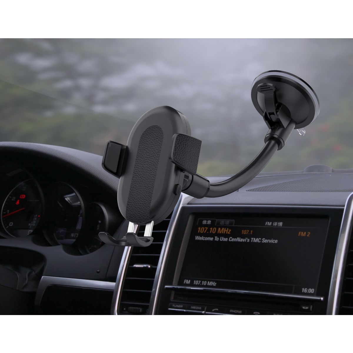 Support smartphone Voiture Chargeur à induction 3 en 1 noir, ESSENTIEL B