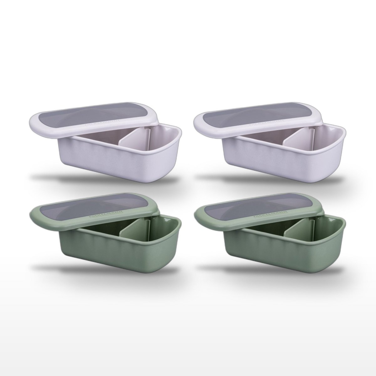 Lot de 4 lunch box compartimentées 1L avec 4 ustensiles STORAGE beige|vert, FACKELMANN