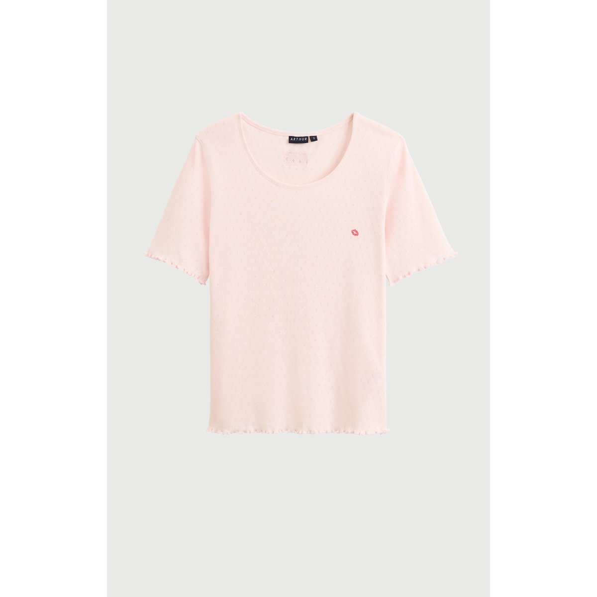 Tee-shirt en coton couleur unie Kiss nude, ARTHUR