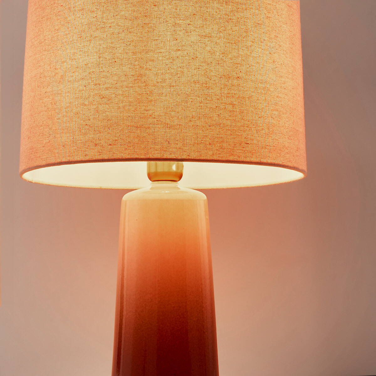 Lampe à poser céramique et lin hauteur 47 cm, Grezza caramel, LA REDOUTE INTERIEURS