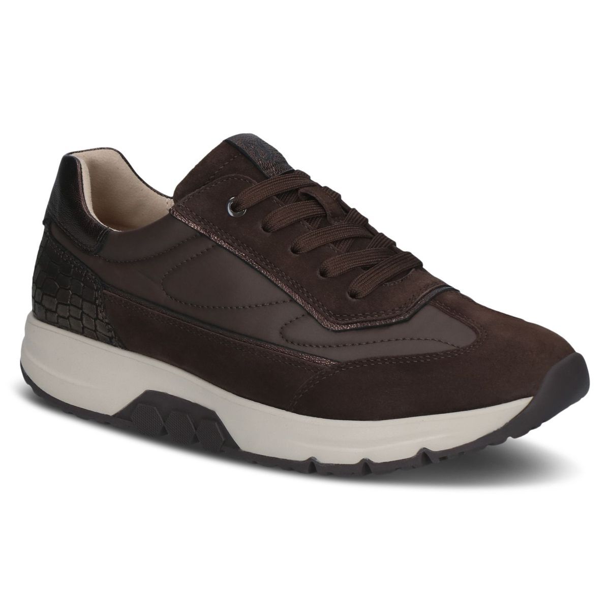 Basket en cuir marron foncé combiné, CAPRICE