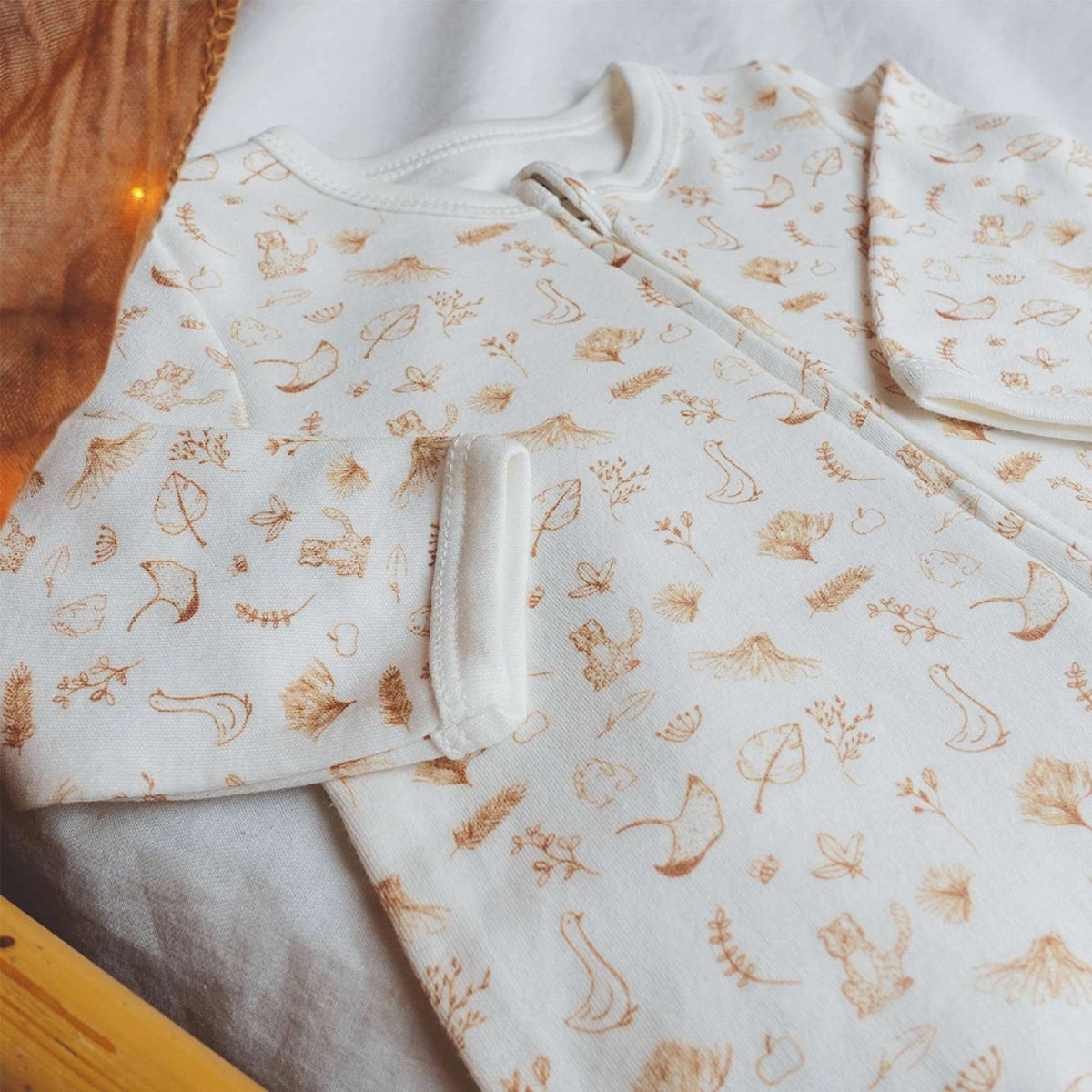 Pyjama naissance zippée - Wonderfull beige, TROIS KILOS SEPT