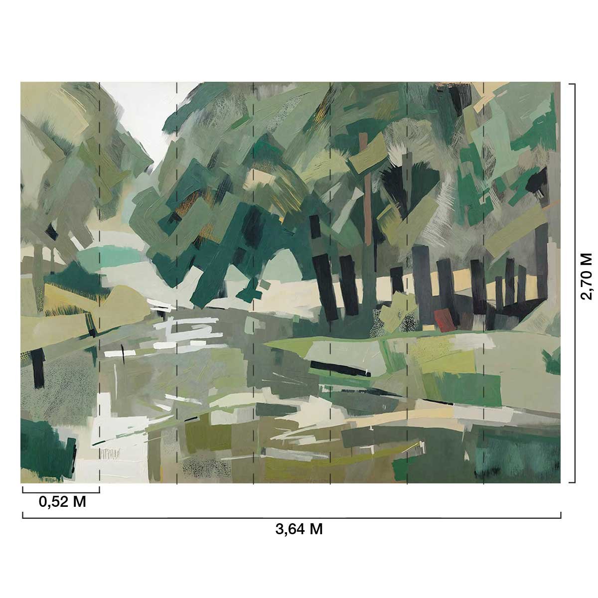 Papier peint Sous-bois cubiste vert olive vert, HEXOA
