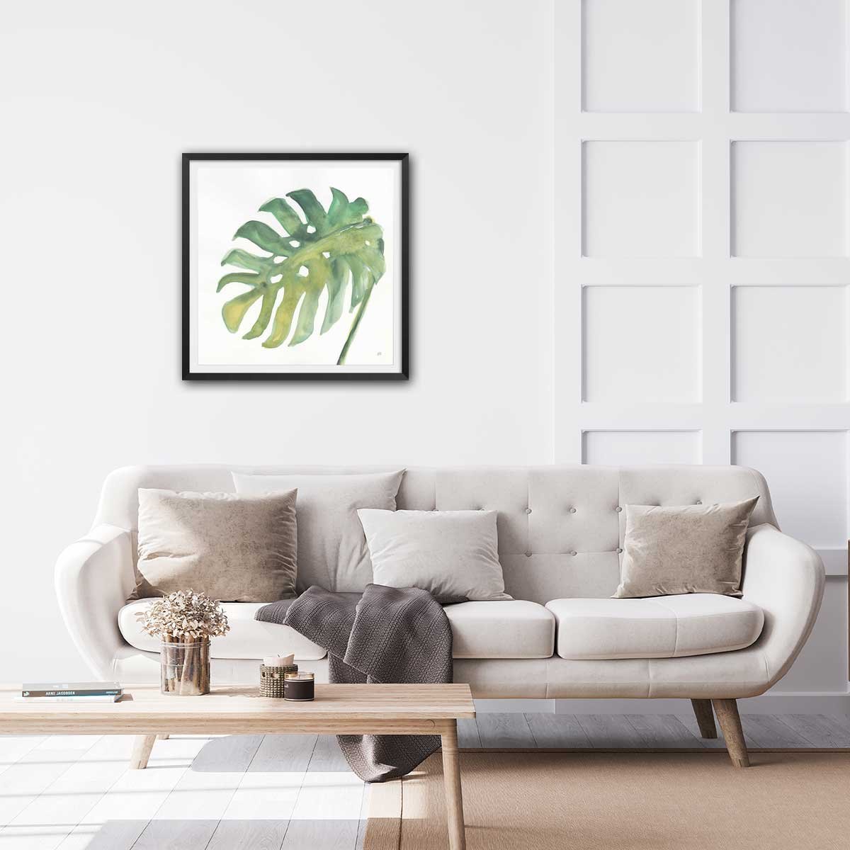 Affiche Plame watercolor affiche + cadre en bois - noir, HEXOA