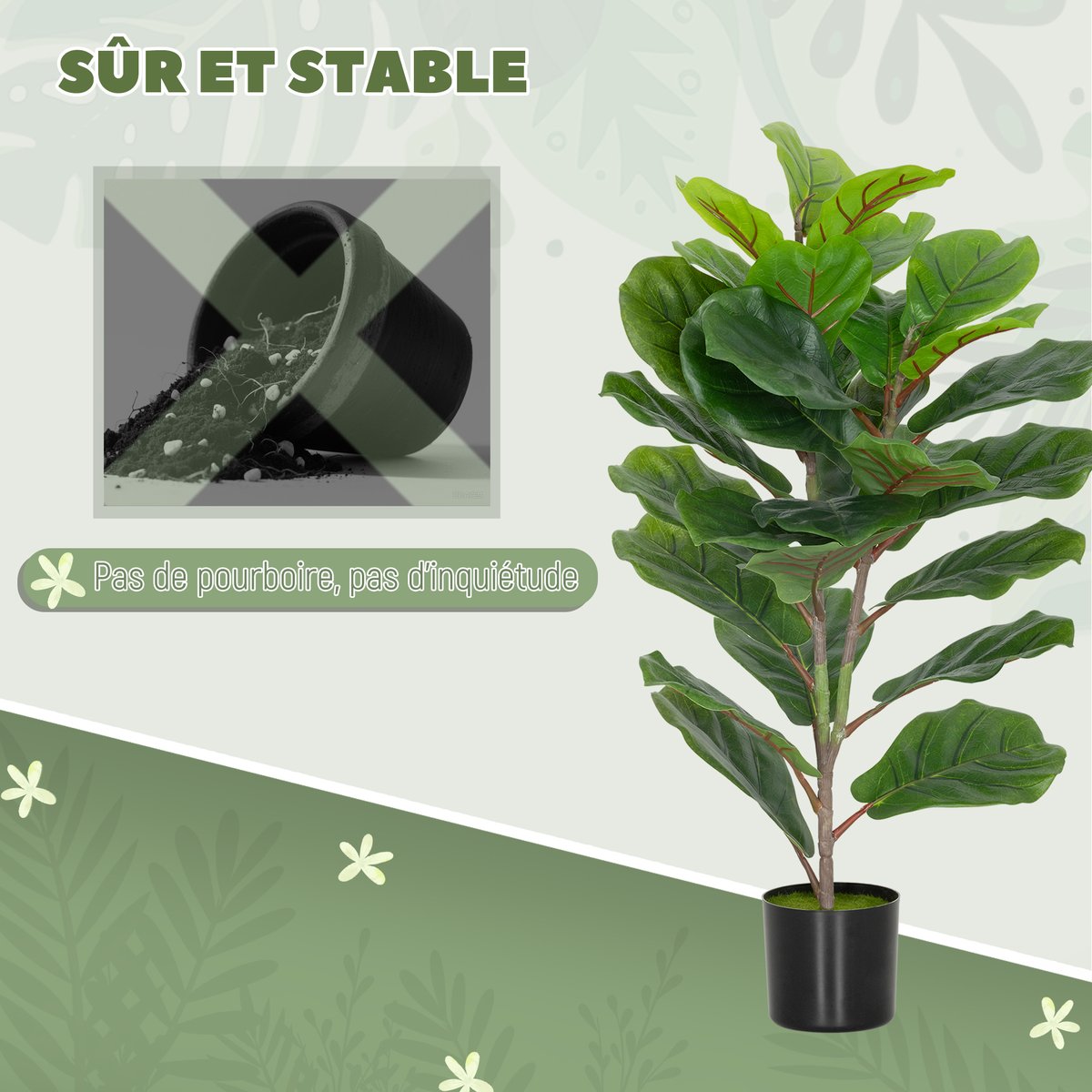 Lot de 2 plantes artificielles vert, HOMCOM