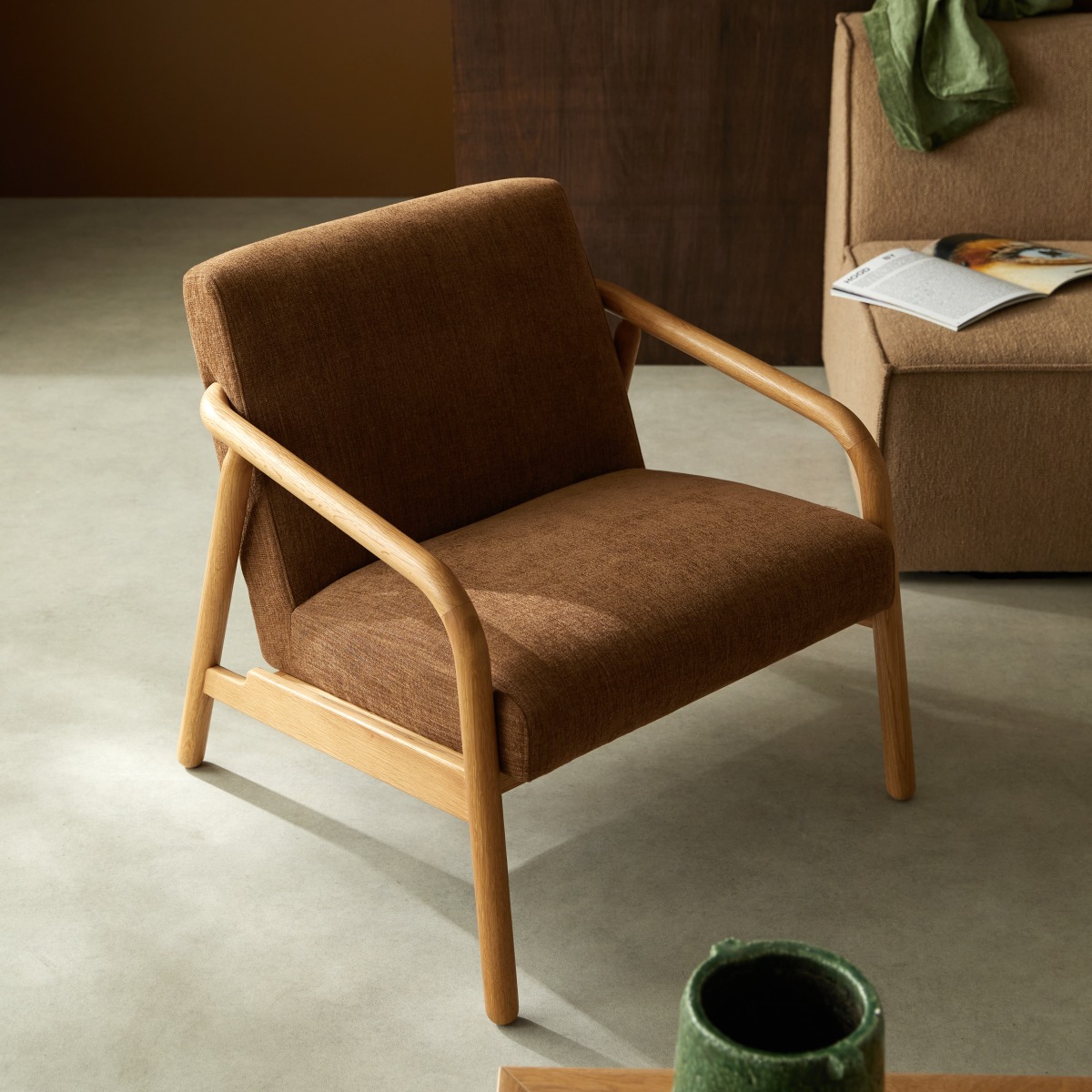 Fauteuil en Tissu massif, AXEL marron, TIKAMOON