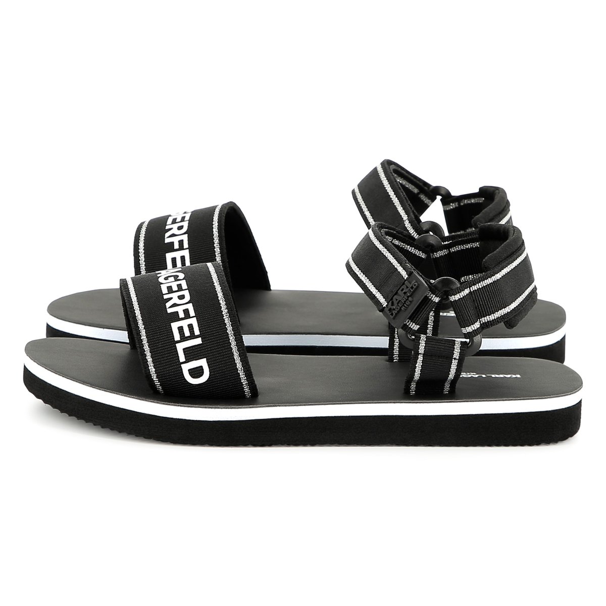 Sandales avec fermeture par bandes auto aggripante black, KARL LAGERFELD KIDS