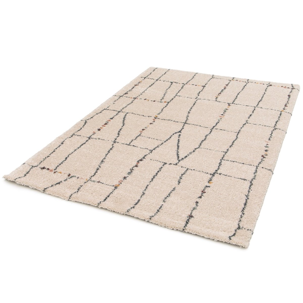 Tapis à poils longs design doux et volumineux TELEIA beige sable, AFK LIVING