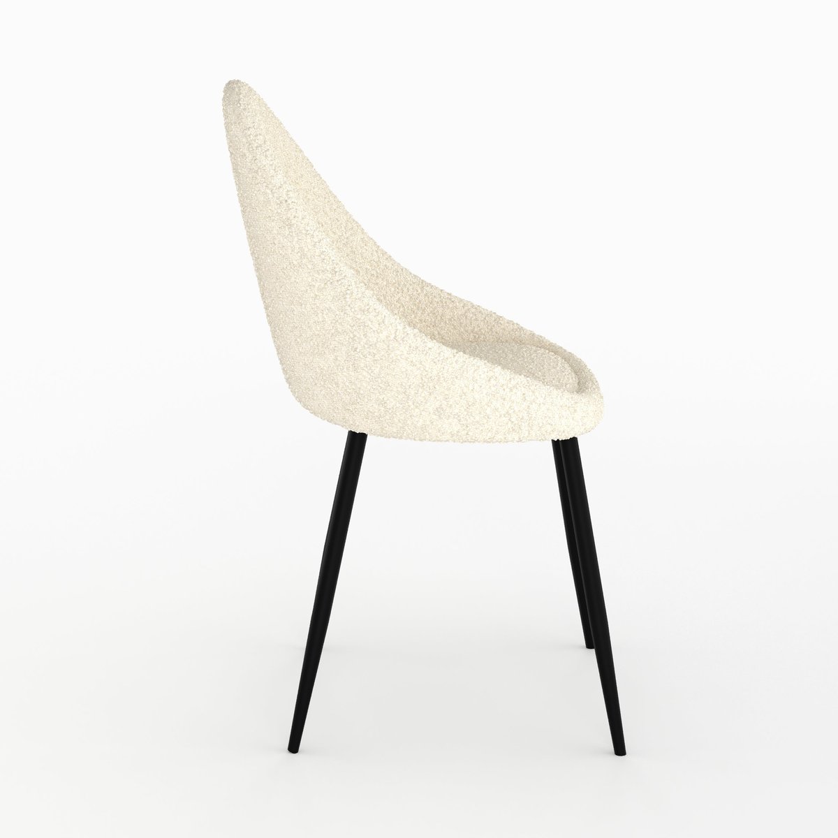 Lot de 2 chaises en tissu bouclé - RONA blanc, MAISON PAVANE