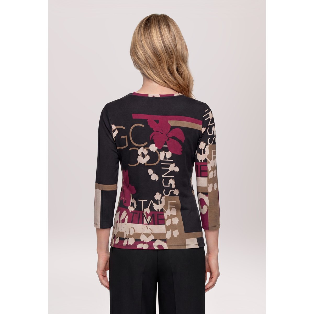 T-shirt basique à encolure ronde black/dark red, BETTY BARCLAY