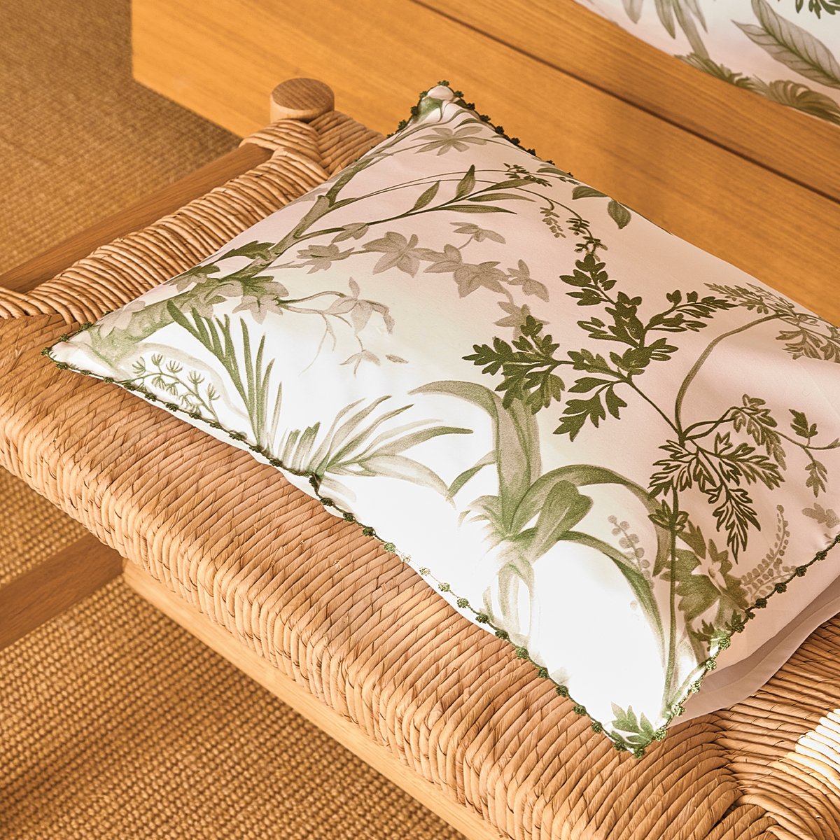 Taie décorative  Jardin d'eden  Indigo 30X41 100% coton lierre, LE JACQUARD FRANCAIS