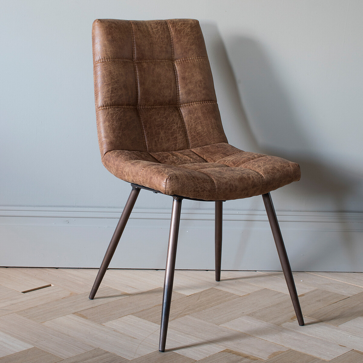 Edwin Quilted Faux Leather Dining Chairs (Set of 2) brown              , SO'HOME