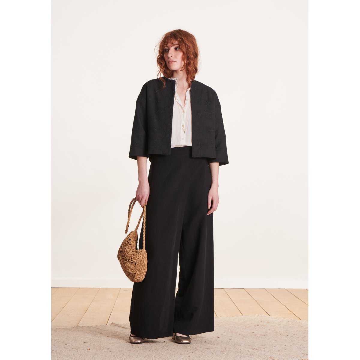 Veste courte manches 3/4 noir, LA FEE MARABOUTEE