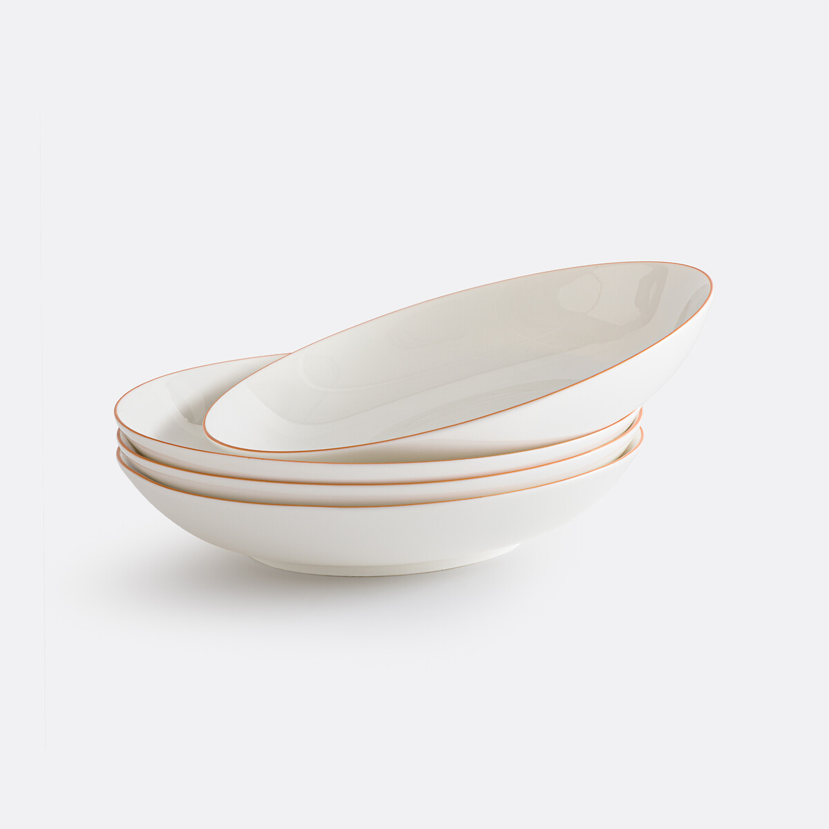 4er-Set tiefe Teller Malo, Porzellan weiss/orange, LA REDOUTE INTERIEURS