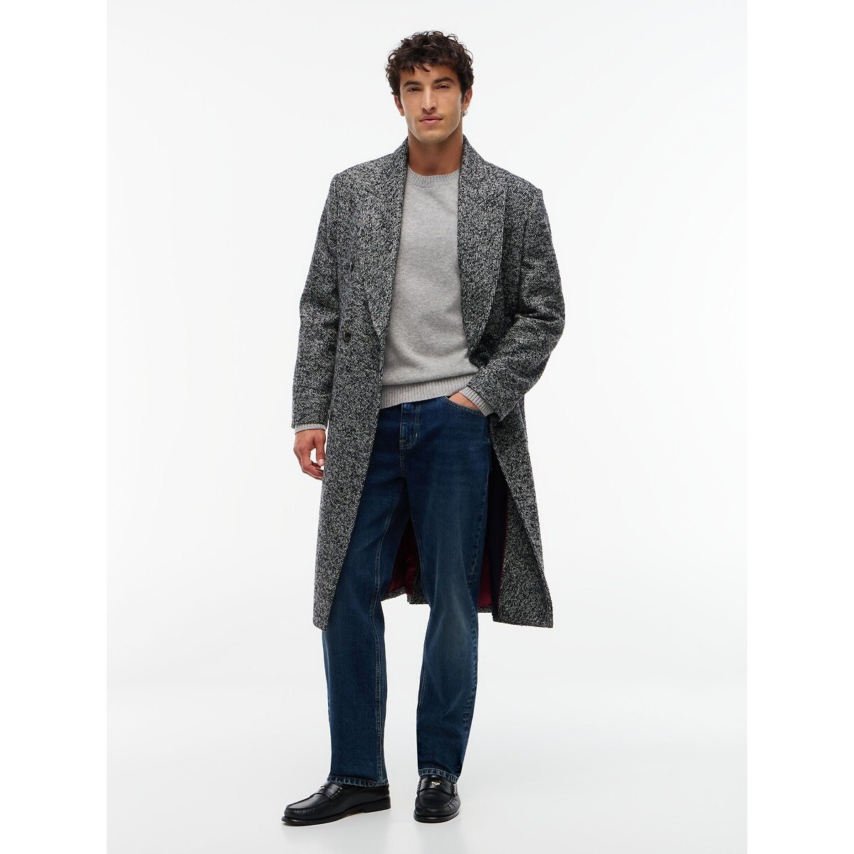 Pull col rond en laine gris, TOMMY HILFIGER