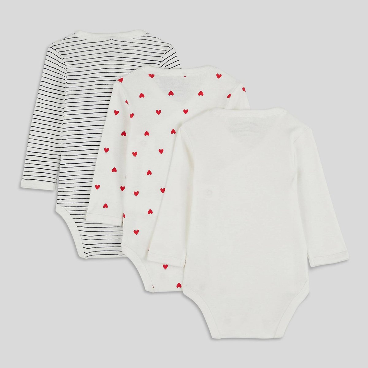 Lot de 3 bodies manches longues imprimé en coton BIO ecru, BOUT'CHOU