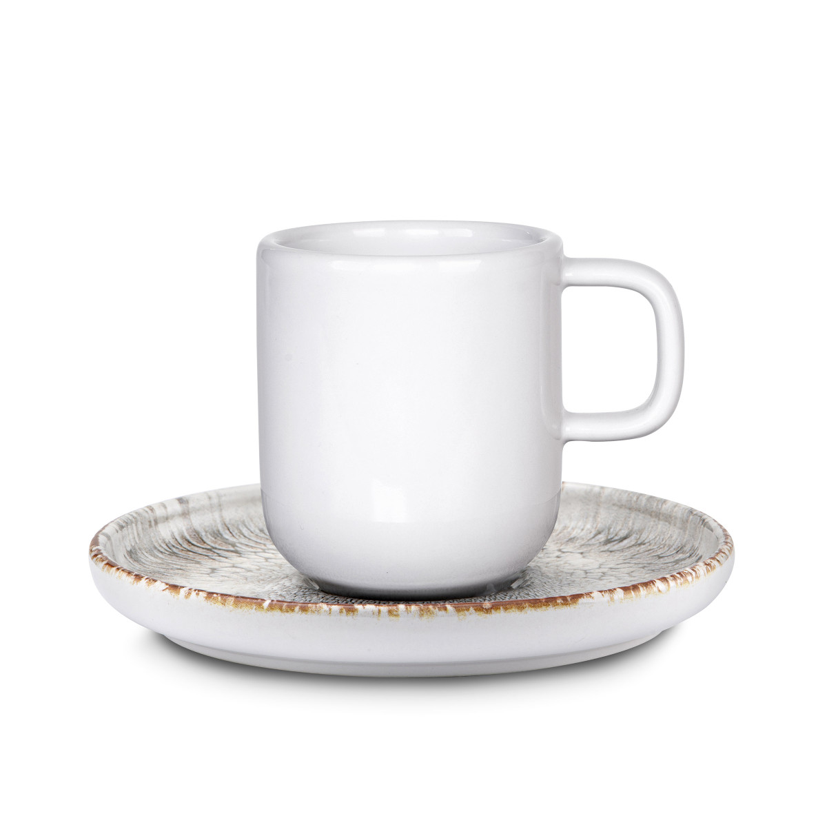 Tasses et soucoupes à café (lot de 6) - gris texturé, MEDARD DE NOBLAT