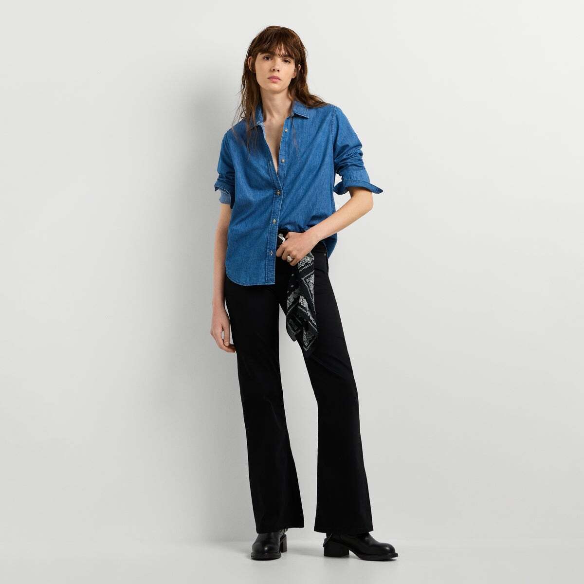 Chemise Coupe Regular En Denim 5oz  2/1 bleu shirting denim, PEPE JEANS
