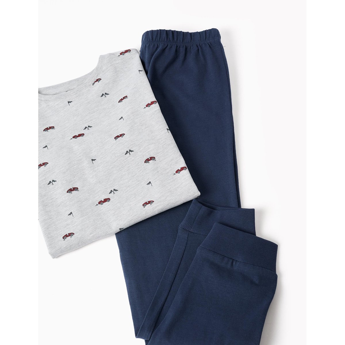 Pyjama à manches longues avec motif de voitures de course gris, ZIPPY
