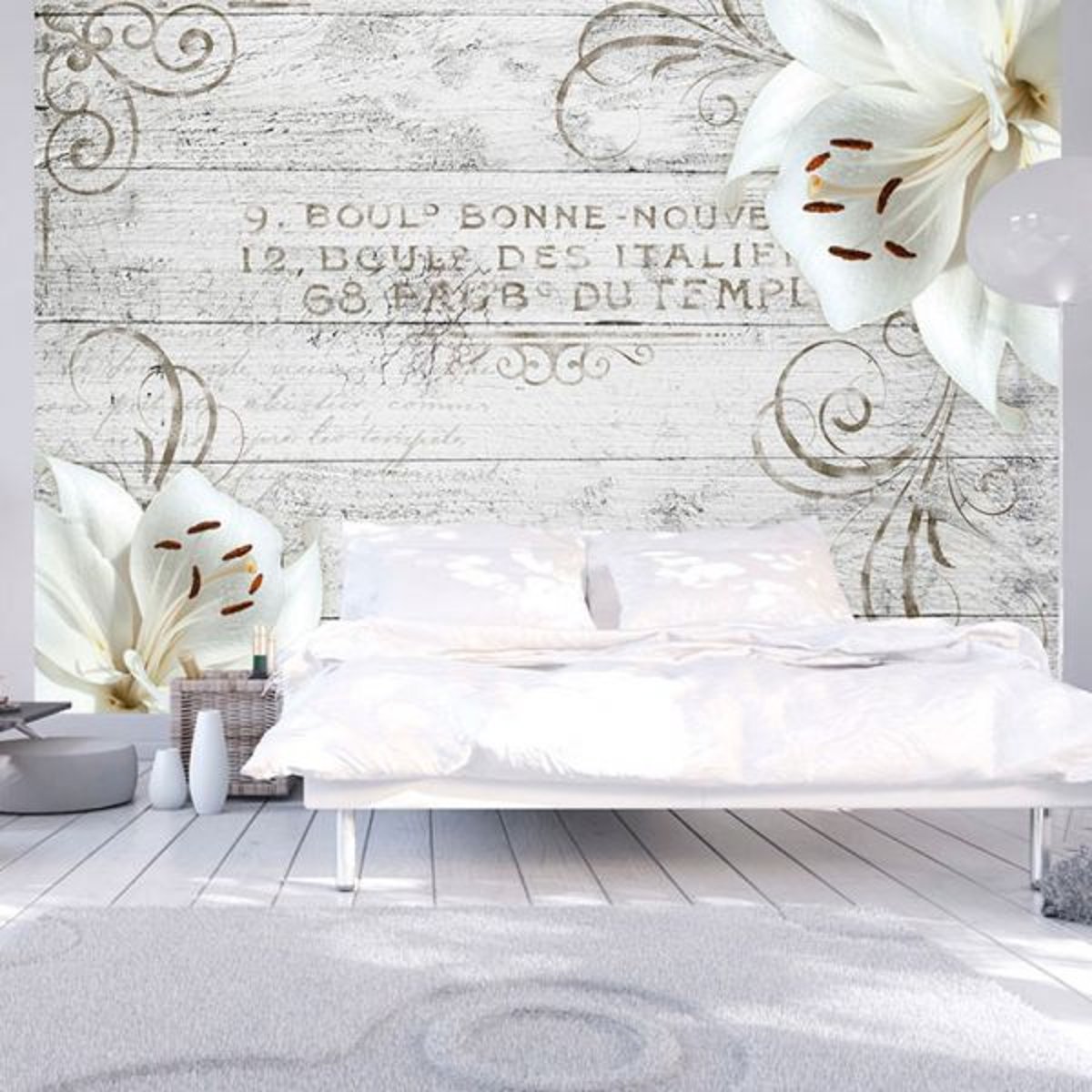 Papier peint intissé panoramique Fleurs Bonne Nouvelle gris / argent, EDEN