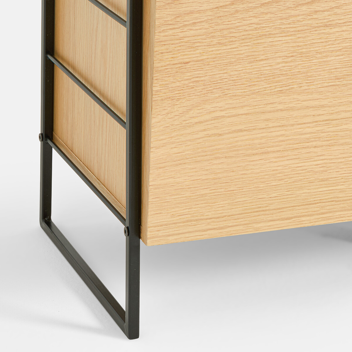 Libreria in rovere impiallacciato e acciaio inossidabile, altezza 190 cm, WATFORD metallo nero/quercia, LA REDOUTE INTERIEURS