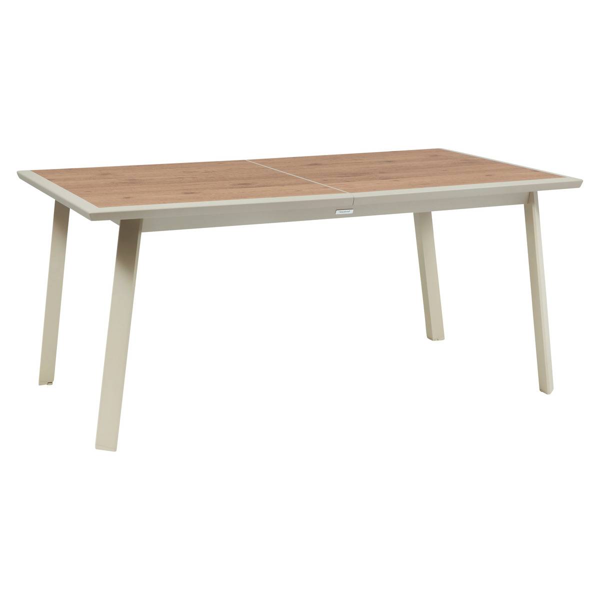 Table de jardin extensible 10 places en aluminium et verre effet bois PAVANE argile, HESPERIDE