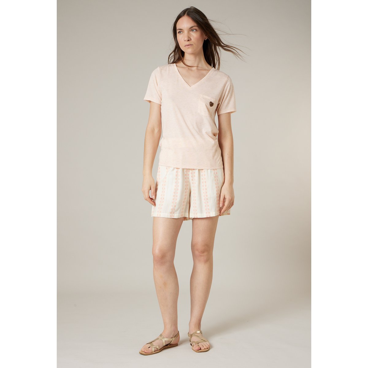 T-shirt femme fluide KELLIE light pink mel, DEELUXE