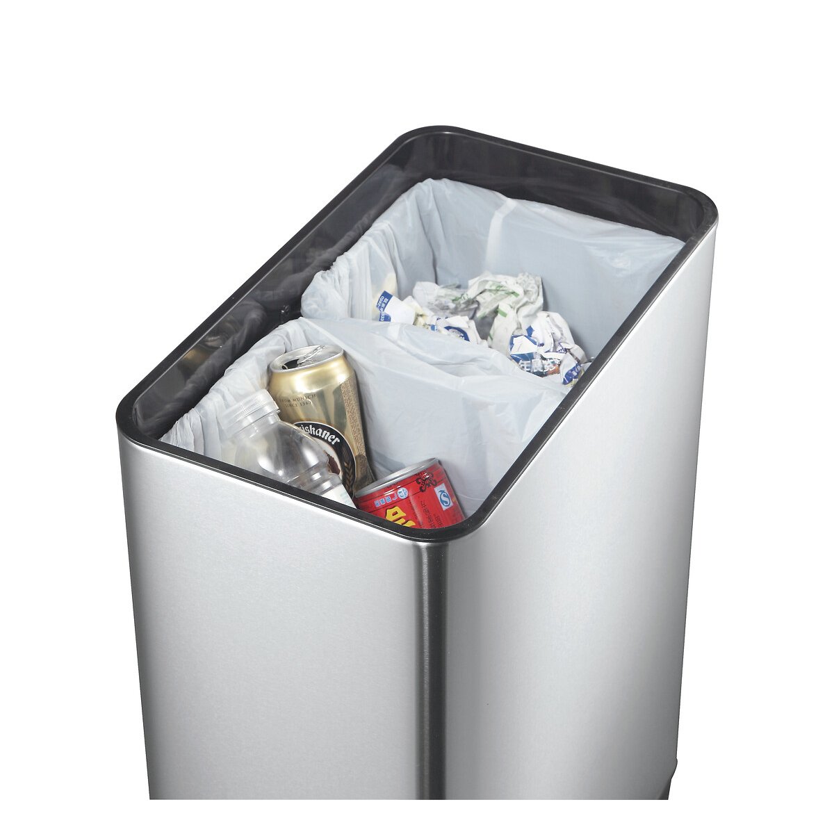 Balde de Sensor Recycle Phantom 20+20L, EKO inox mate, EKO