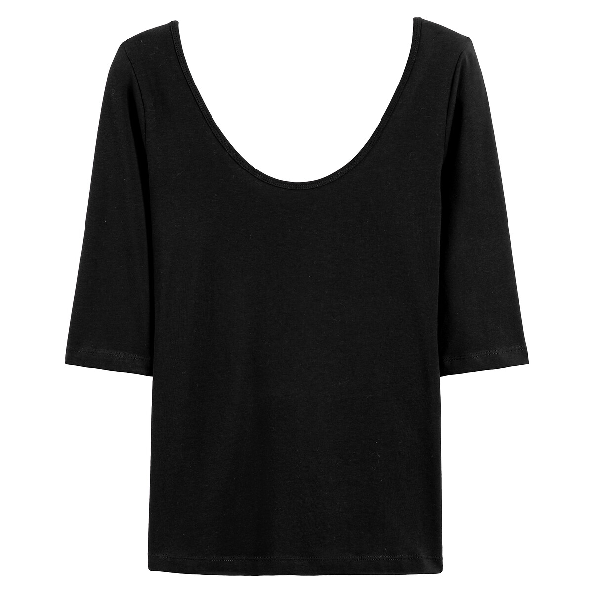 T-shirt met wijde hals zwart, LA REDOUTE COLLECTIONS