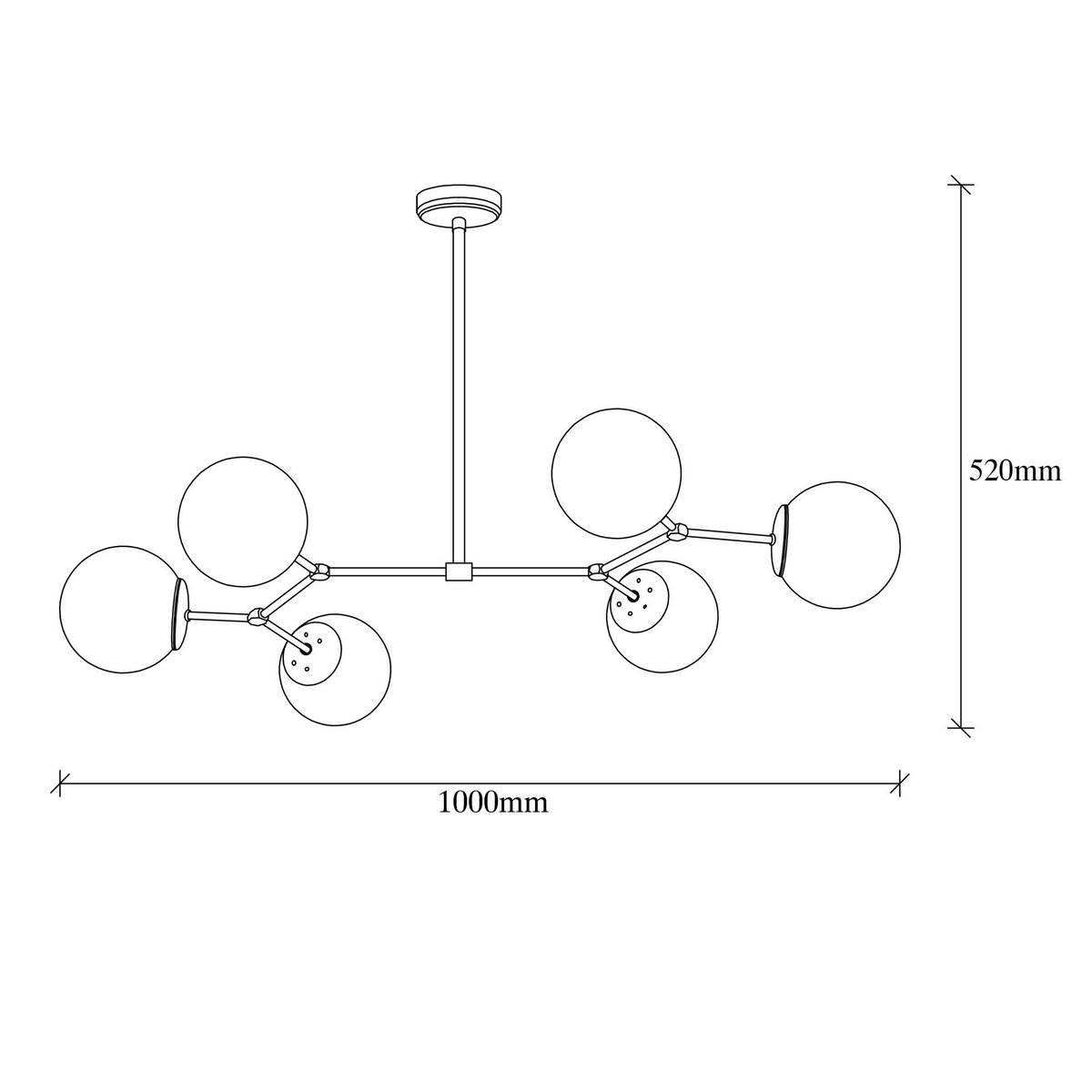 Suspension design 6 globes en verre SIERRE noir, PIER IMPORT