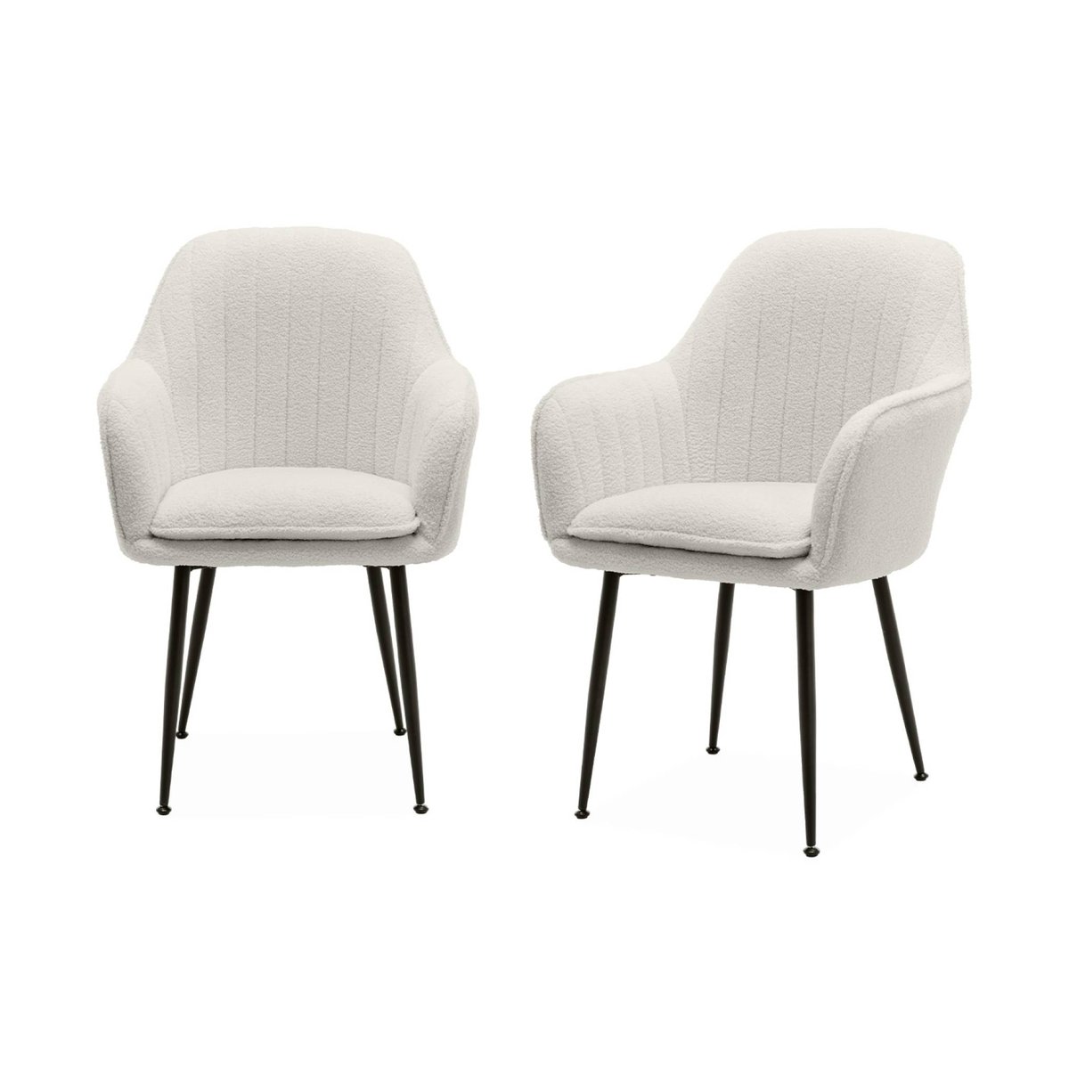 Fauteuil bouclette et pieds métal (lot de 2) SHELLA bouclette blanche, SWEEEK