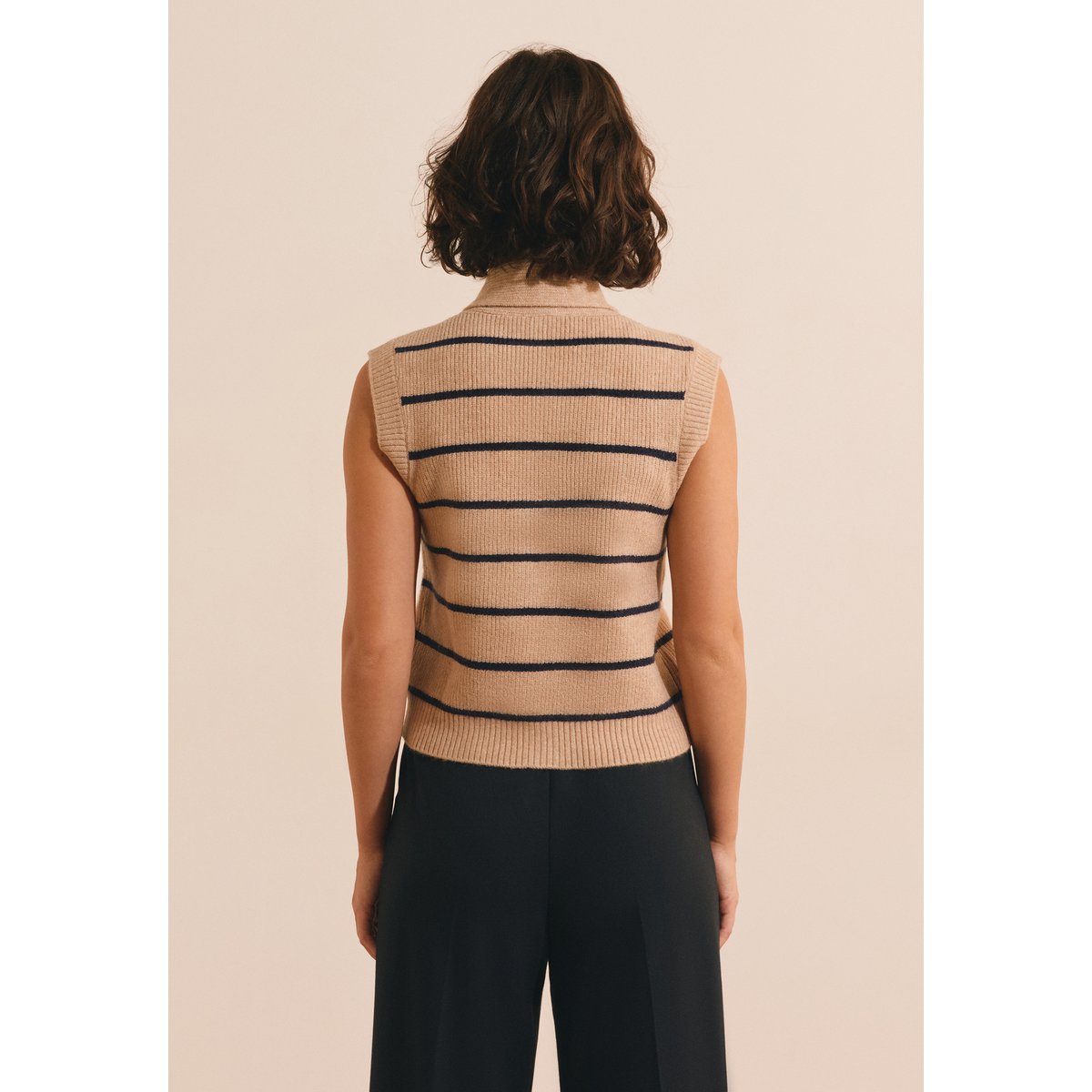 Gilet sans manches avec lien à nouer SUSIE beige, ETAM