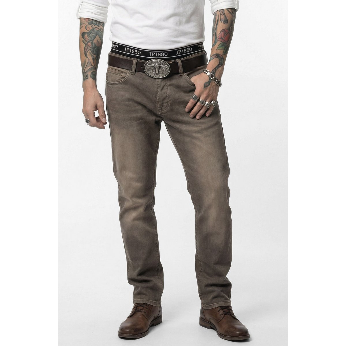Jean. Coupe Straight Fit et finition jean gris, JP1880