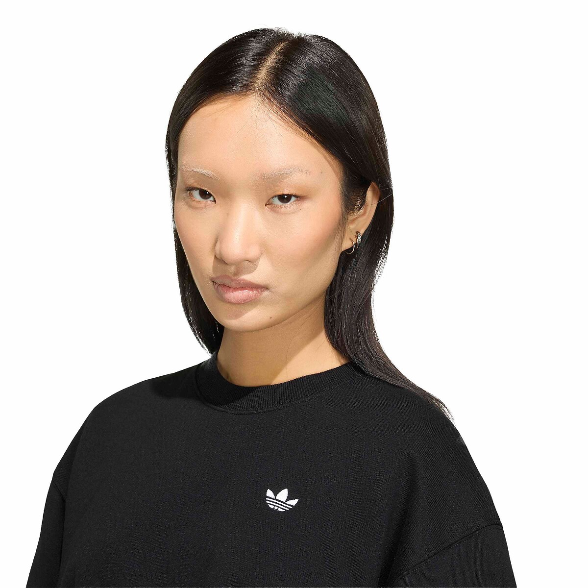 Sweat col rond, logo poitrine Essentials noir, adidas Originals