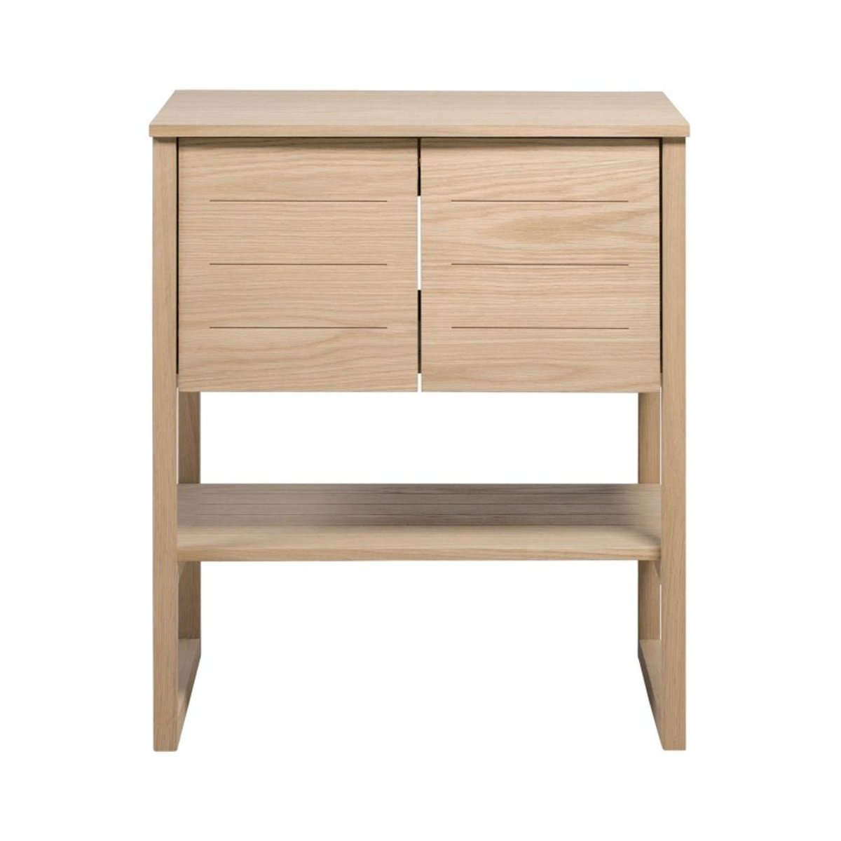 Meuble 70cm chêne vasque ronde noire robinet miroir ATOLL couleur unique, MOB IN