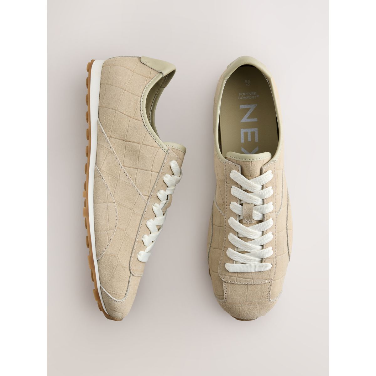 Baskets fines en cuir forever comfort® naturel, NEXT