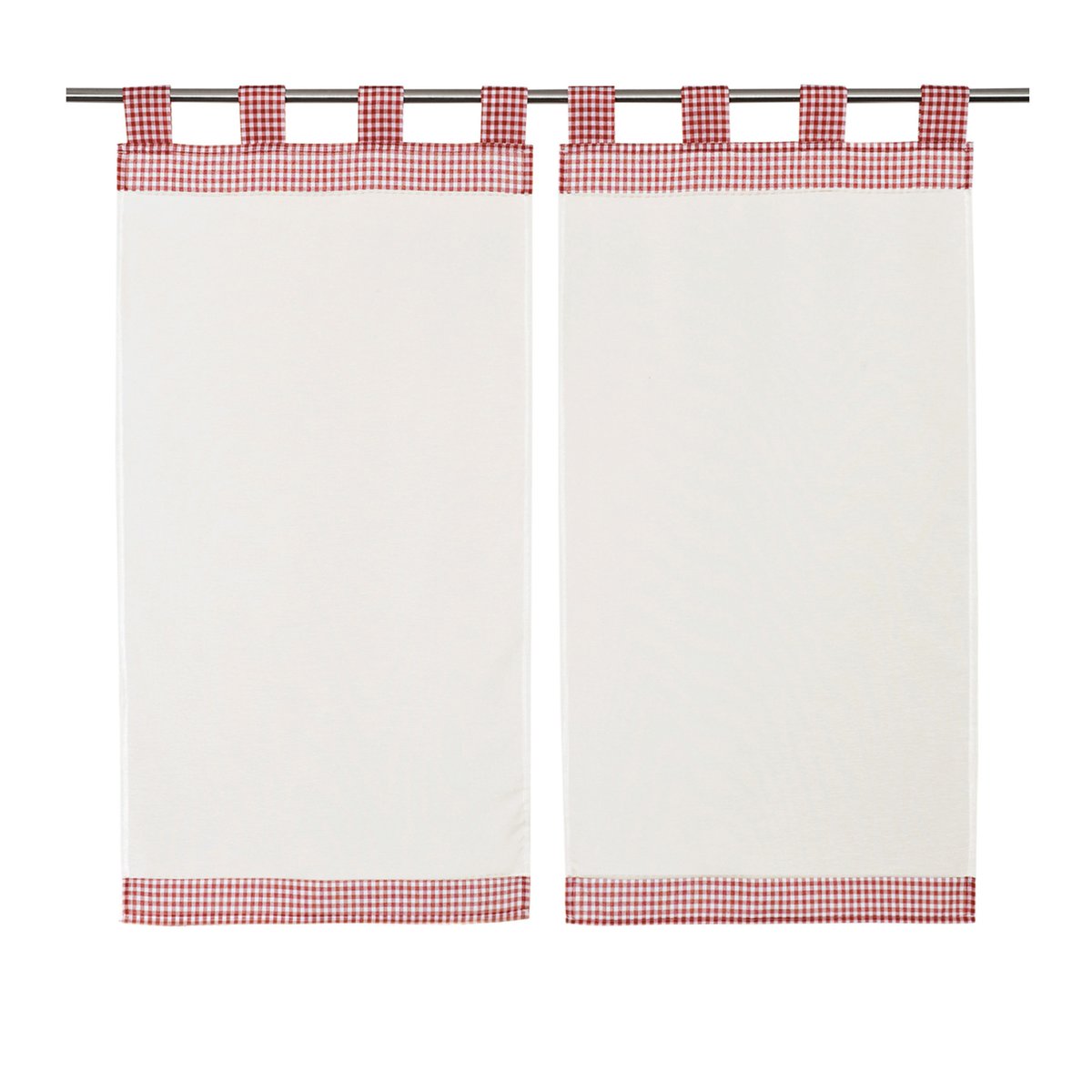 Paire de petit voilage vichy rouge et blanc rose, LINDER