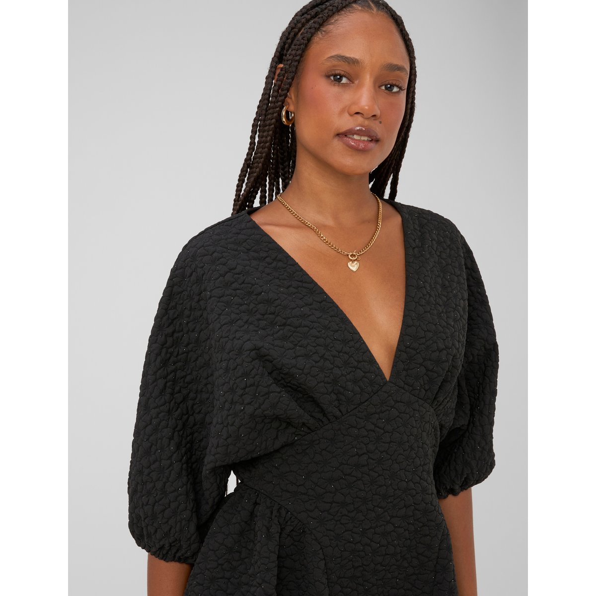 Robe courte texturée noir, BZB