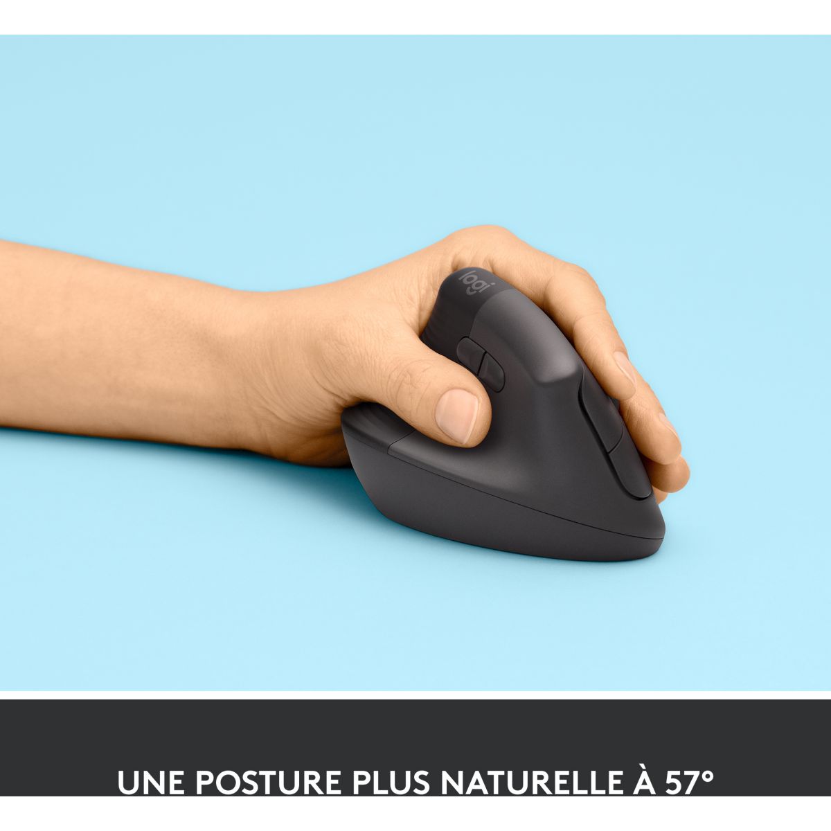 Souris sans fil Lift Ergonomique Gaucher Silencieuse gris, LOGITECH